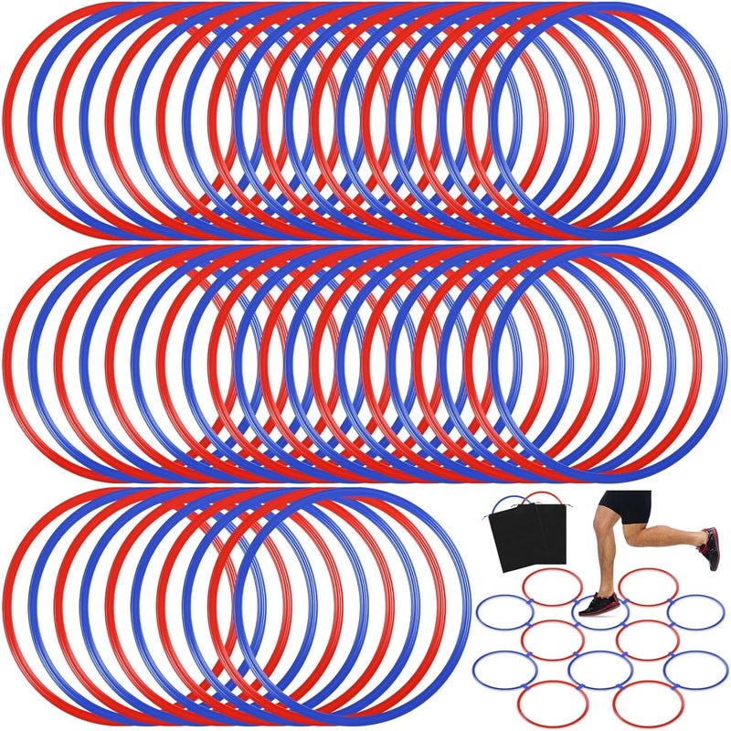 Shappy 50 Pcs Agility Rings with Storage Bags 15 Inch Agility Training Rings Hoop Exercise Ring Plastic Speed Rings Jumping Hoops for Sports Soccer Football Gymnastics Practice Games - Image 1
